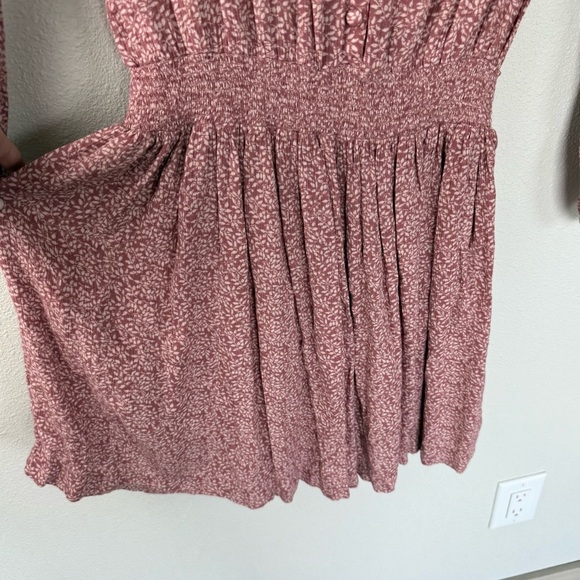 Faherty Montara Leaf Batik Long Sleeve Dress Pink Floral Casual Boho Women Small - Picture 10 of 16